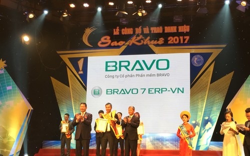 Bravo 7 ERP-VN là giải pháp quản trị doanh nghiệp (ERP-VN) duy nhất nằm trong Top 10 sản phẩm - dịch vụ xuất sắc nhất Sao Khuê 2017.
